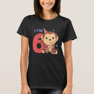 Camiseta Sexto Mono De Cumpleaños De Los Niños Para Los Niñ