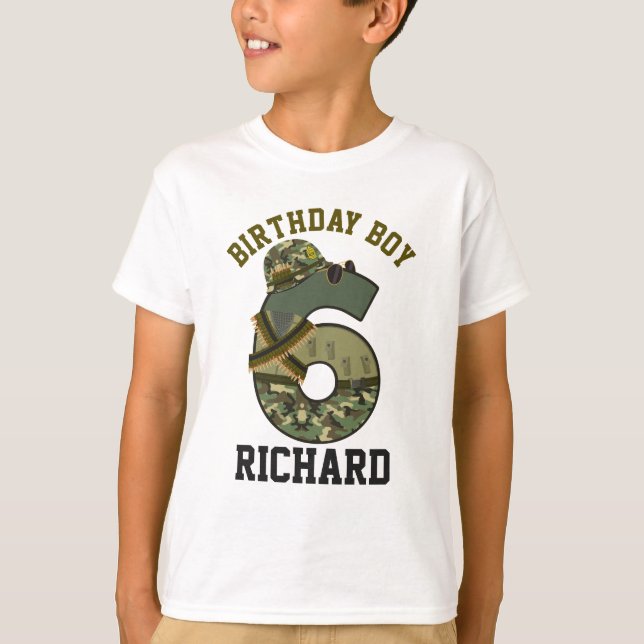 Camiseta Sexto soldado militar de cumpleaños (Anverso)