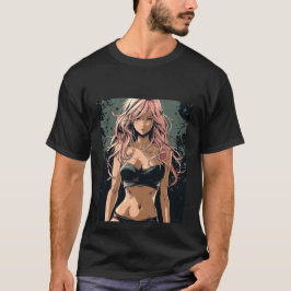 Camiseta Sexy Anime Chica en bikini negro