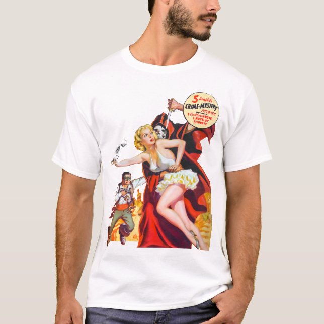 Camiseta Sexy Girl Red Skull Slayer Horror Pin Up Blonde (Anverso)