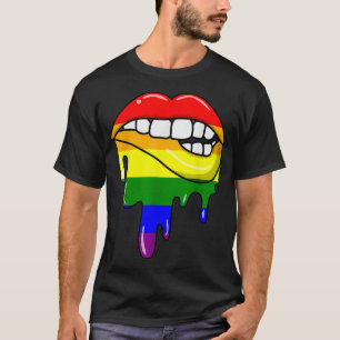 Camiseta Sey Biting Levanta Bandera LGBT Rainbow Gay Pri