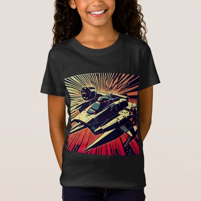 Camiseta SF - Anime Starfighter Woodcut 1 (Anverso)