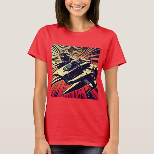 Camiseta SF - Anime Starfighter Woodcut 1 (Anverso)