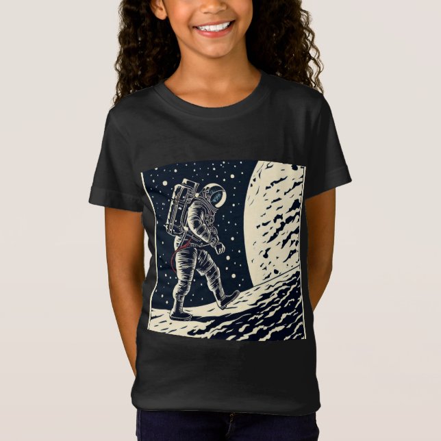 Camiseta SF - Astronauta en Spacewalk Woodcut 1 (Anverso)