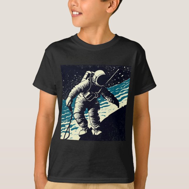 Camiseta SF - Astronauta en Spacewalk Woodcut 2 (Anverso)