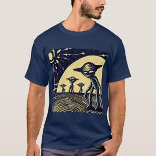 Camiseta SF - Extranjeros En Un Extraño Planeta Woodcut 2
