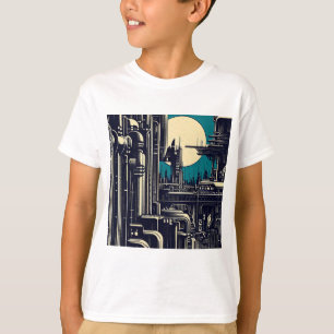 Camiseta SF Futurista City Woodcut 2