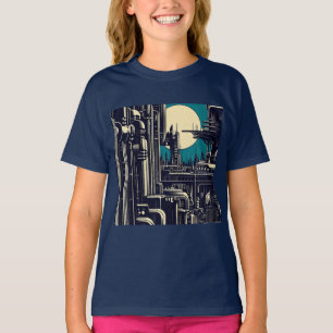 Camiseta SF Futurista City Woodcut 2