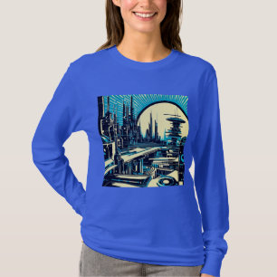 Camiseta SF Futurista City Woodcut 3