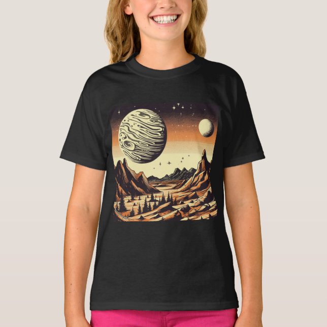 Camiseta SF Mars Landscape Woodcut 1 (Anverso)