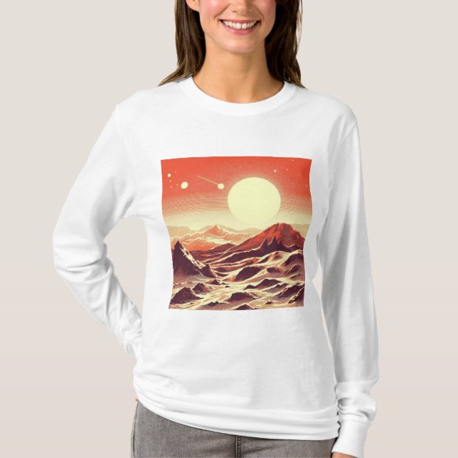 Camiseta SF Mars Landscape Woodcut 2 (Anverso)