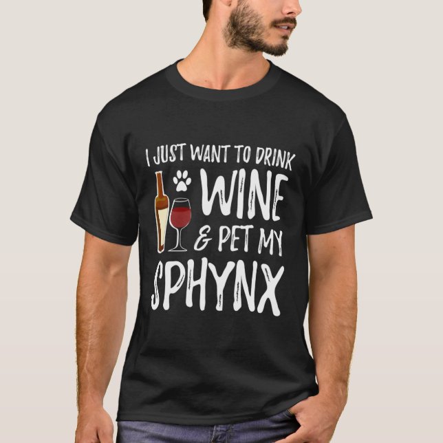 Camiseta Sfinx De Vino Y Mascota Para La Madre Del Gato Sfi (Anverso)