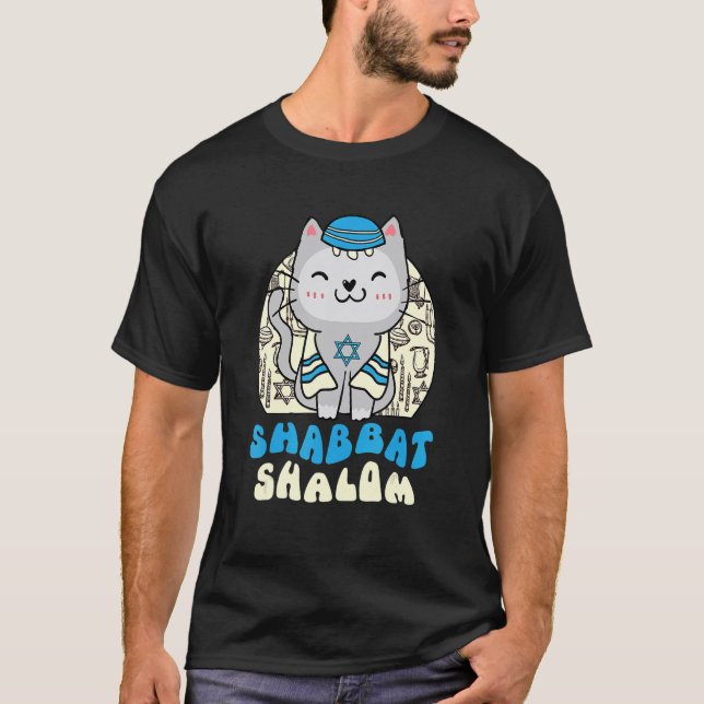 Camiseta Shabbat Shalom Cat  Kitten Happy Hanukkah Chanukka (Anverso)