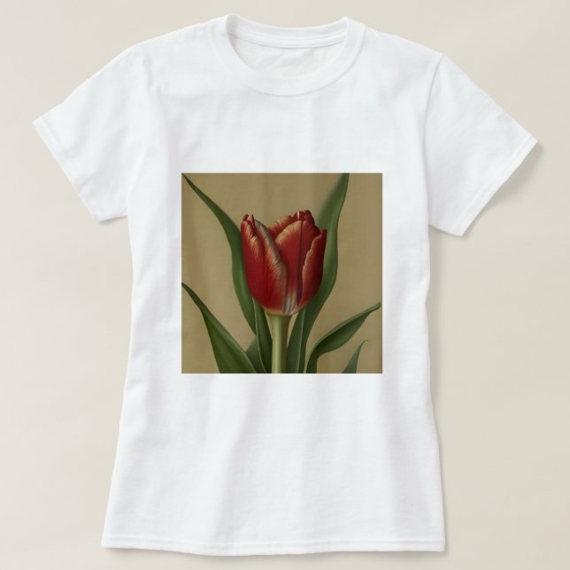 Camiseta Shabby Chic Lovely Red Tulip (Diseño del anverso)