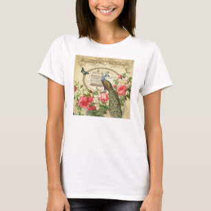 Camiseta Shabby Chic Peacock francés vintage