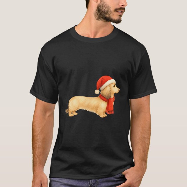 Camiseta Shaded Cream Christmas Dachshund Dog Mom Funny Cut (Anverso)