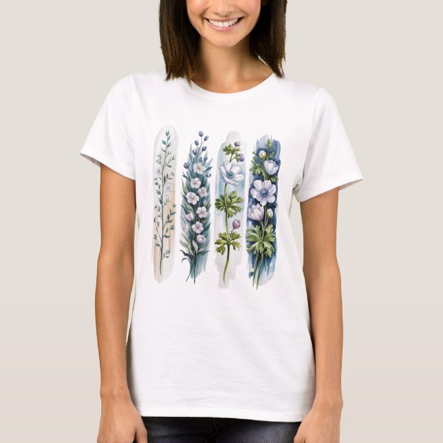CAMISETA SHADES OF BLUE POPPY ANEMONE FLOWERS (Anverso)