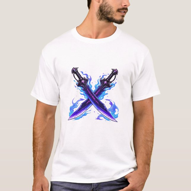 Camiseta Shadow Dual Daggers Fantasy Weapon, Dark RPG Anime (Anverso)
