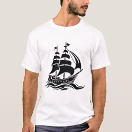 Camiseta Shadow Sailing Ship – Vintage Ocean Illustration