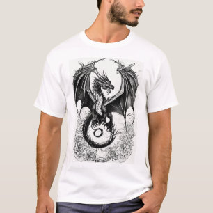 Camiseta Shadowfire Guardian: Mystical Dragon Black Print