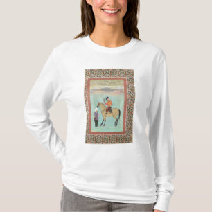 Camiseta Shah Abbas en un caballo que sostiene un halcón