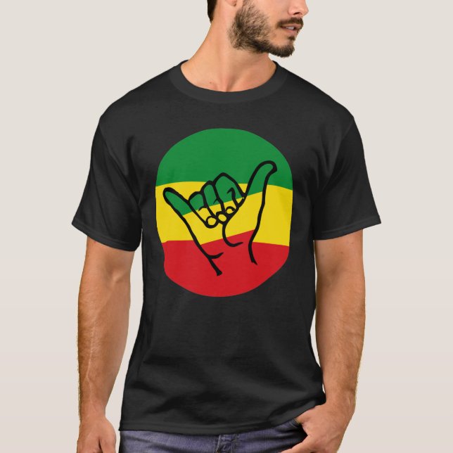 Camiseta Shaka Hand With Reggae Colors (Anverso)