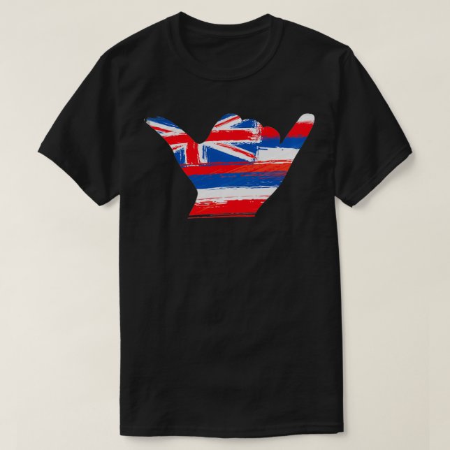 Camiseta Shaka hawaiano angustió a amante de la bandera haw (Diseño del anverso)