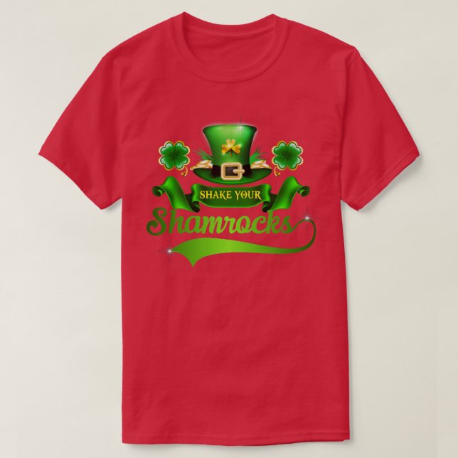 Camiseta Shake Your Shamrocks St Patricks Day FourLeaf Clov (Diseño del anverso)