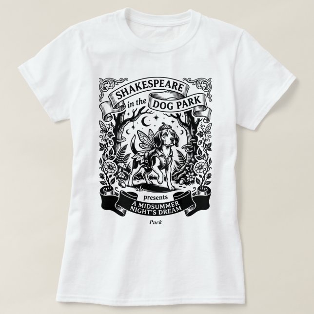 Camiseta Shakespeare en el parque de perros - Puck - Beagle (Diseño del anverso)