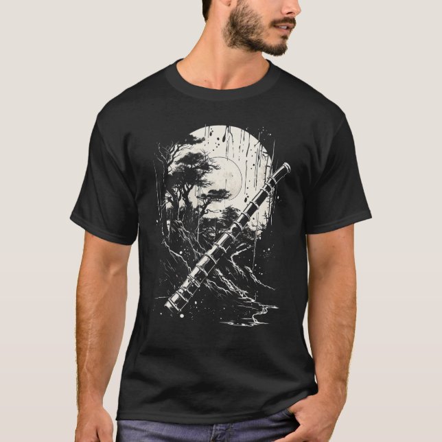 Camiseta Shakuhachi Discot japonés de flauta de bambú (Anverso)