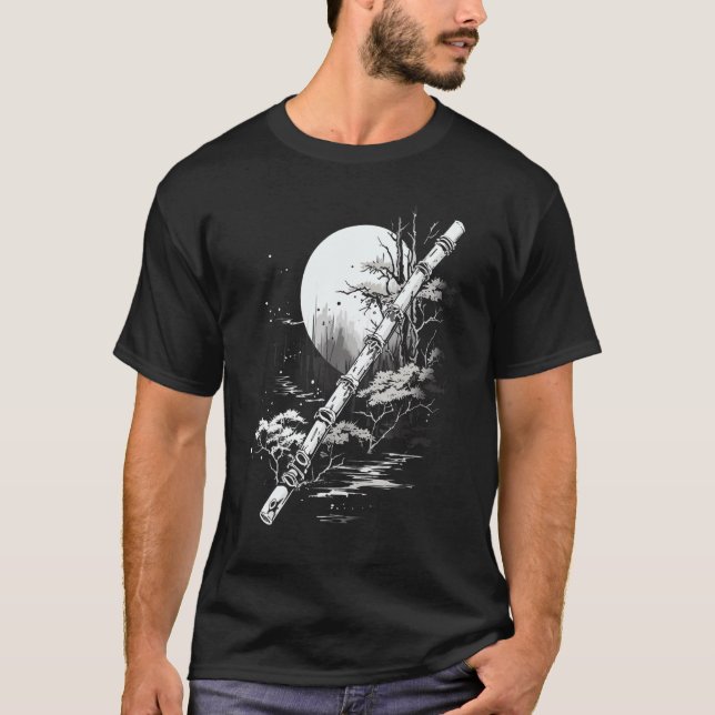 Camiseta Shakuhachi Japón Bamboo Flute japonés Grap de arte (Anverso)