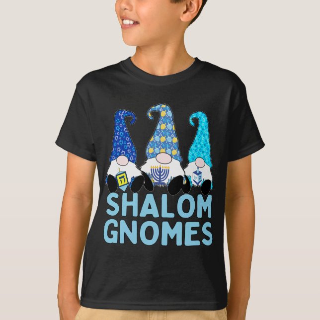 Camiseta Shalom Gnomes 3 Hanukkah Gnomes Elves Cute Blue Ha (Anverso)