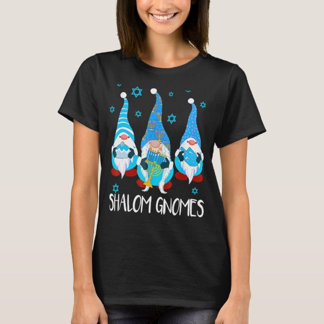 Camiseta Shalom Gnomes Happy Chanukah Menorah Hanukkah Jewi (Anverso)