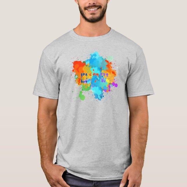 Camiseta "Shalom" hebreo con fondo de pintura (Anverso)