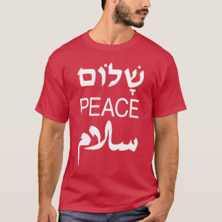 Camiseta Shalom Paz Salaam Medio Oriente Inglés Hebreo vin