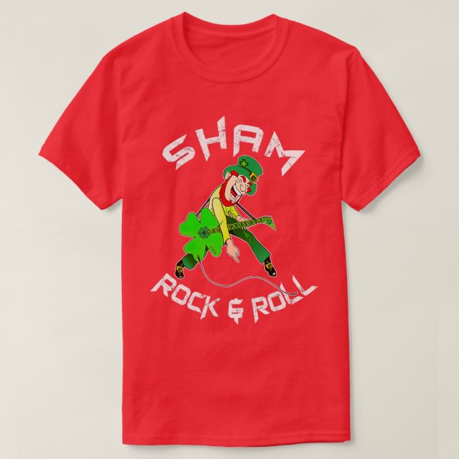 Camiseta Sham Rock And Roll Shamrock Guitar Lover St Patric (Diseño del anverso)