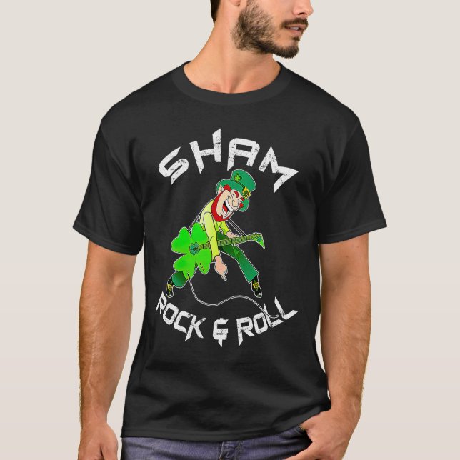Camiseta Sham Rock And Roll Shamrock Guitar Lover St Patric (Anverso)