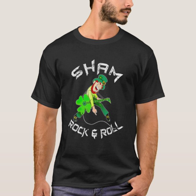 Camiseta Sham Rock And Roll Shamrock Guitar Lover St Patric (Anverso)