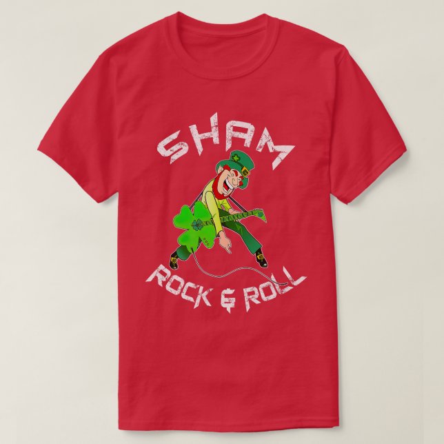 Camiseta Sham Rock And Roll Shamrock Guitar Lover St Patric (Diseño del anverso)