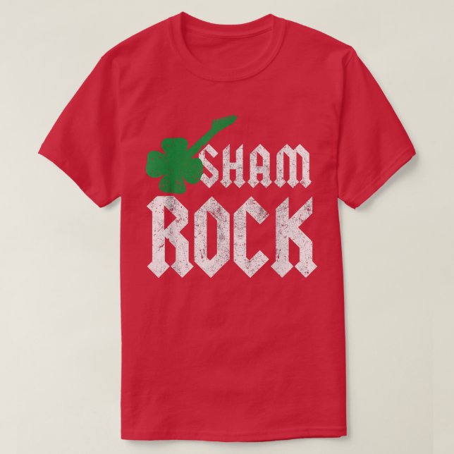 Camiseta Sham Rock St Patricks Day Funny Shamrock Guitar (Diseño del anverso)