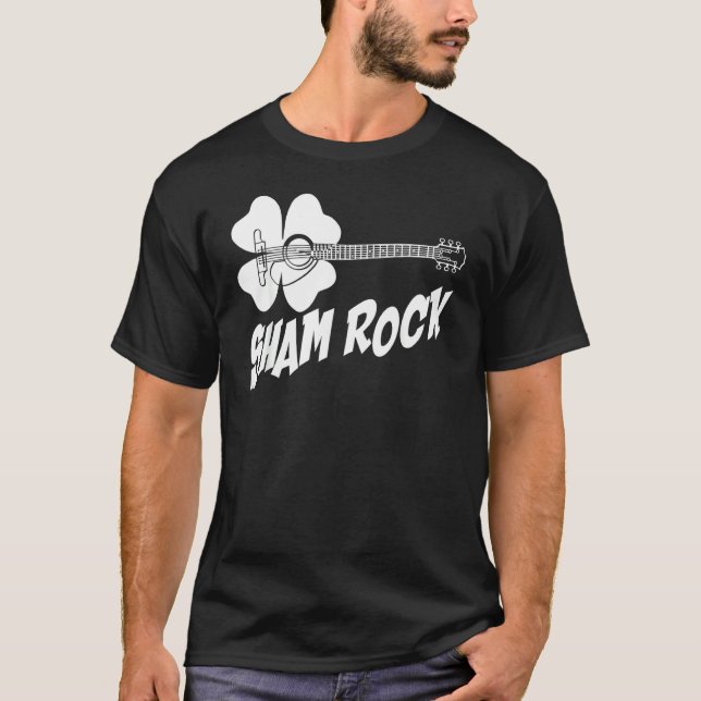 Camiseta Sham Rock St Patricks Day Funny Shamrock Guitar (Anverso)