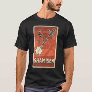 Camiseta Shamisen Instrumento Retro Asiático Para Músicos