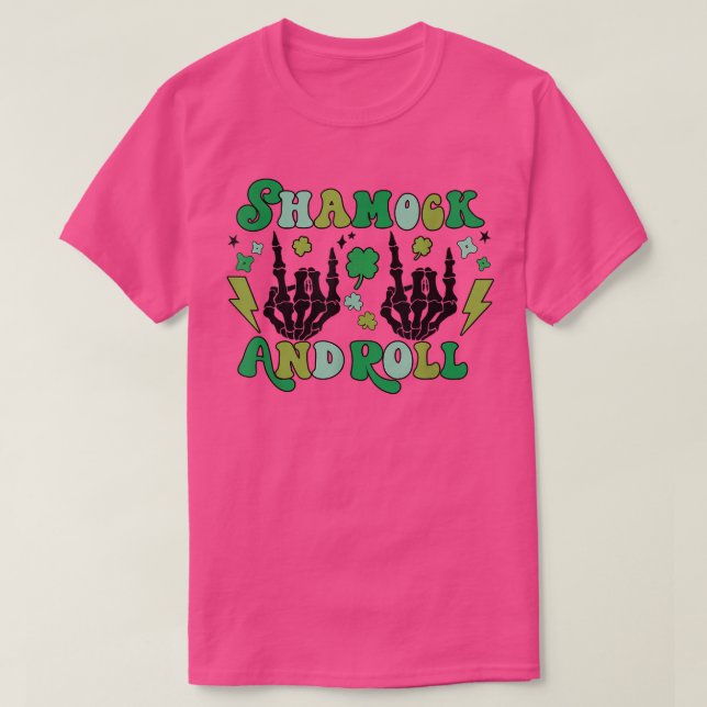 Camiseta Shamock Y Rollo Skeleton Mano Shamrock St Patrick (Diseño del anverso)