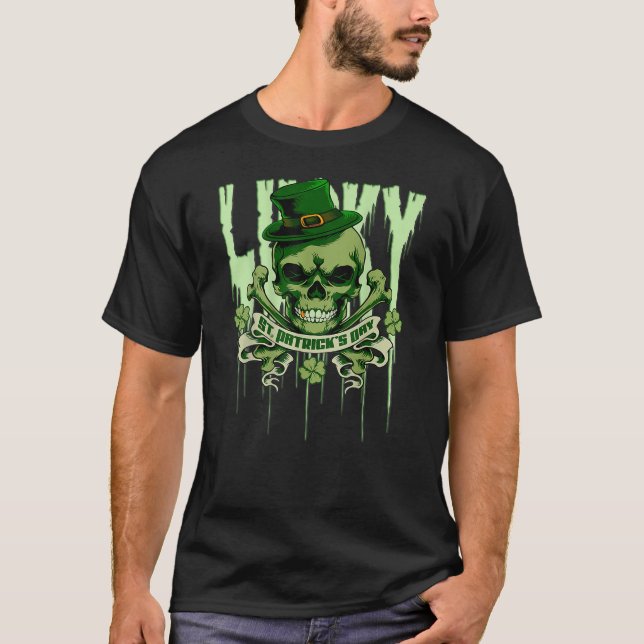 Camiseta Shamroc, amante de las hojas de 4 hojas del cráneo (Anverso)