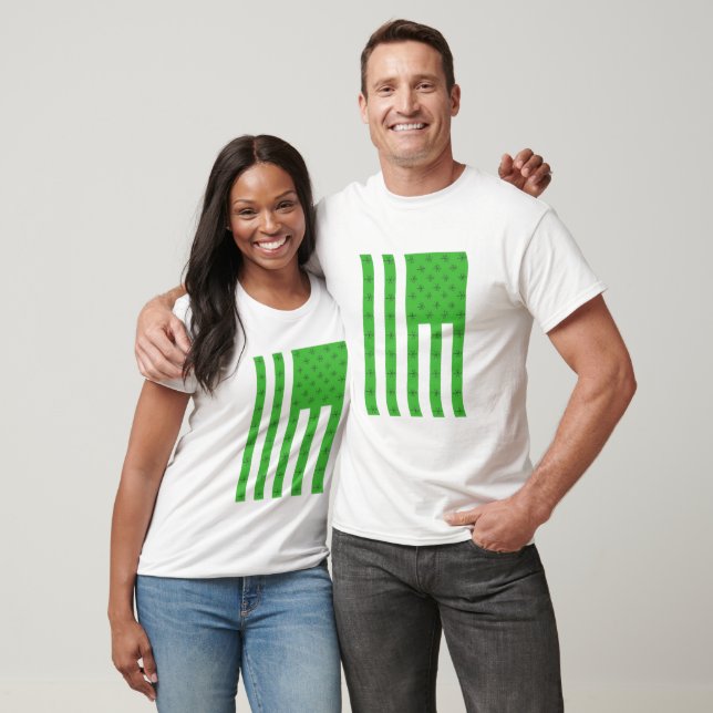 Camiseta Shamrock  American Flag Square St Patricks Day (Unisexo)
