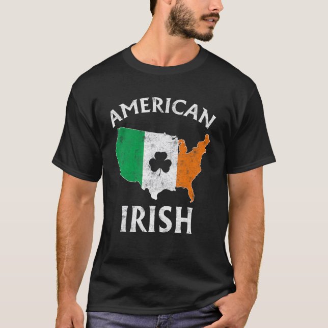 Camiseta Shamrock American Flag St Patrick's Day Irish Prid (Anverso)