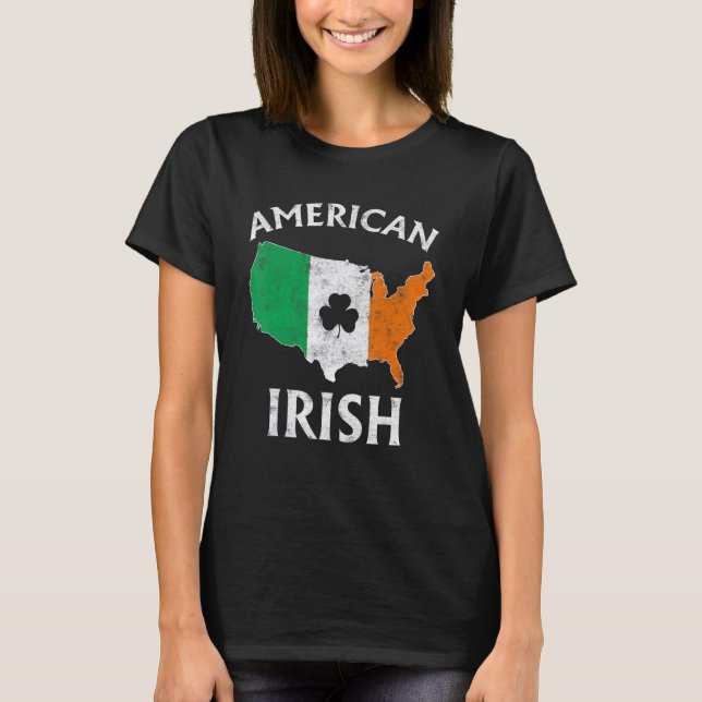Camiseta Shamrock American Flag St Patrick's Day Irish Prid (Anverso)