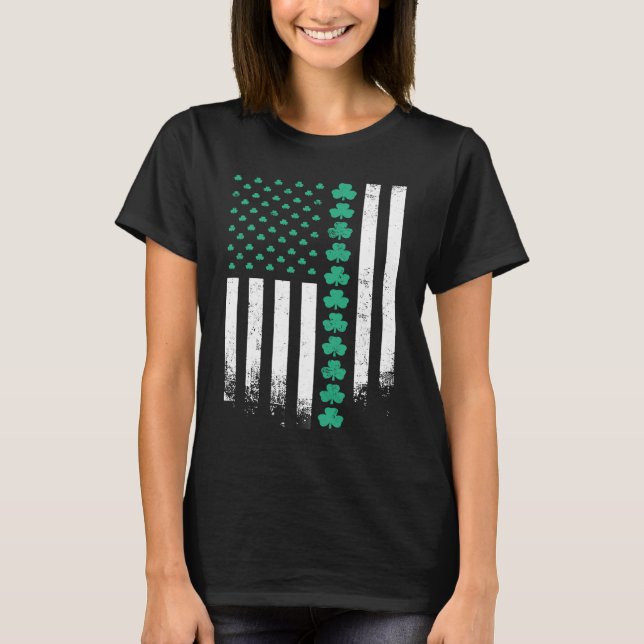 Camiseta Shamrock americano irlandés Bandera estadounidense (Anverso)