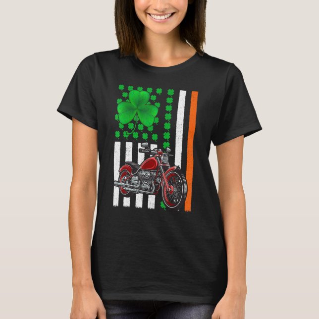 Camiseta Shamrock americano irlandés Motorcycle St Patrick (Anverso)