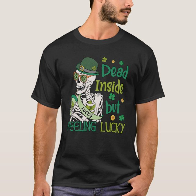 Camiseta Shamrock and Irish Beer Dead on the Inside pero F (Anverso)